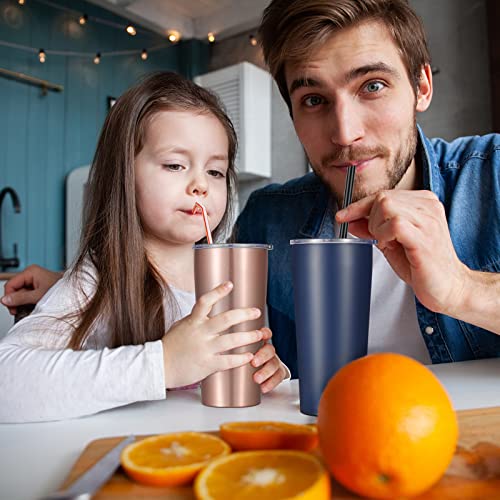Vegond 20Oz Tumbler Bulk With Lid And Straw 6 Pack, Stainless Steel Vacuum Insulated Tumbler, Double Wall Coffee Cup Travel Mug, Navy Blue #TOP5