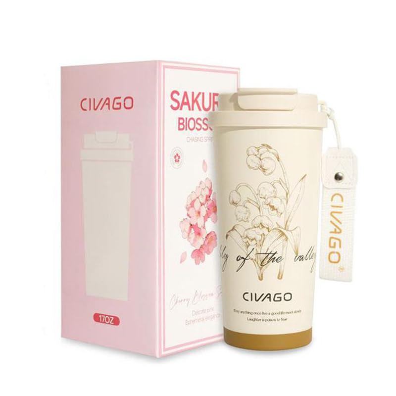 Copo Térmico 500ml, Aço Inoxidável 316 com Revestimento Cerâmico Prova de Vazamentos