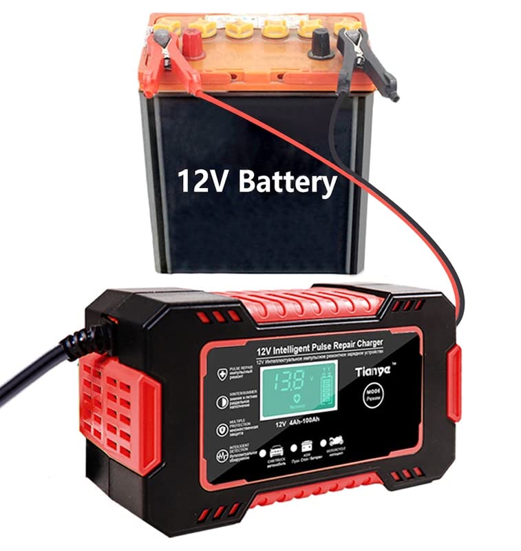 Cargador Baterias Coche Cargador de batería de coche completamente automático Cargador de batería de pantalla digital de 12 V Cargadores de reparación de energía Cargador BateríA Coche