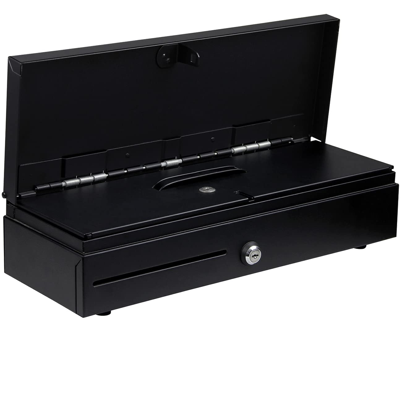 HONEY BEAR Tiroir-Caisse Flip Top Enregistreuse 16 Pouces, 8 Compartiments Monnaie et 6 billets, Compatible avec Imprimante à Reçus POS 12V et Caisse Enregistreuse avec Interface RJ11/RJ12, Noir