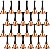 Boao 24 Pieces Hand Bells Steel Service Handbells Black Wooden Handle Diatonic Metal Bells Musical Percussion (Rose Gold)