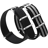 Adebena 20mm Nato Strap Replacement Nylon Watch Band with Stainless Steel Buckle-Pack of 2