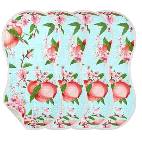 xigua Peach Fruits Baby Burp Cloths for Newborn Boys and Girls 2 Pack, Soft & Absorbent Cotton Baby Burp Cloth, Baby Washcloths, Newborn Towel, Burp Rags3