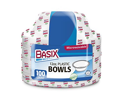 [200 Count] Basix Disposable 12 Oz White Plastic Soup Bowls, Microwavable, Great For Events, Home, Office, Wedding, Parties, School, Take Out Or Everyday Use, 2 PackS