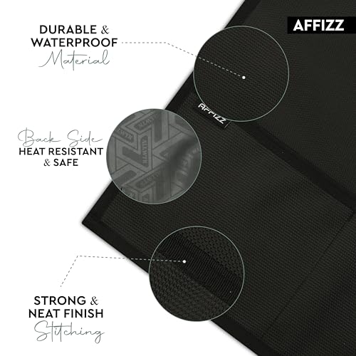 Image of Microwave Cover Top - Waterproof Dustproof Polyester Oven Cover for Kitchen with 4 Side Pockets, Modern Design, Black (100 x 35 cm)