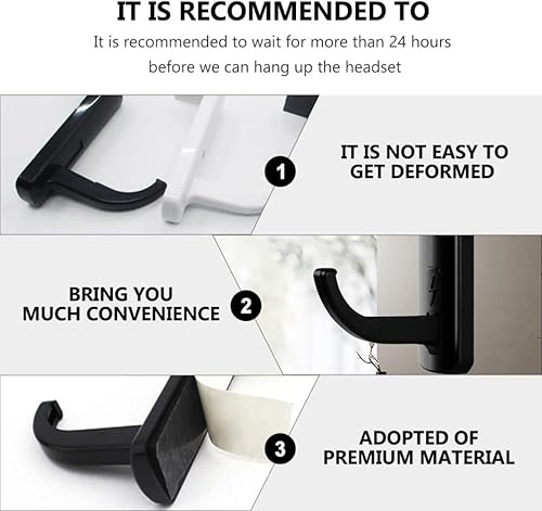 Miniatura 5 de Gancho para auriculares, 5 piezas, soporte de monitor para auriculares y auriculares, plástico sin perforación, soporte para auriculares para