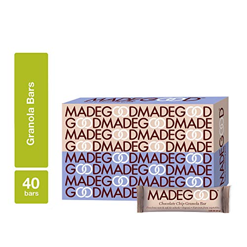 MadeGood Chocolate Chip Granola Bars; 40 Bars of Rich Dark Chocolate Chips and Gluten Free Oats