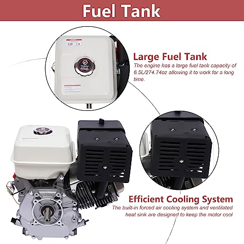 Gas Engine, 4-Stroke 420CC Portable Single Cylinder Horizontal Gas Engine 15HP Air Cooled Recoil Start Gasoline Engine, Go Kart Pull Start Petrol Engine - Image 4