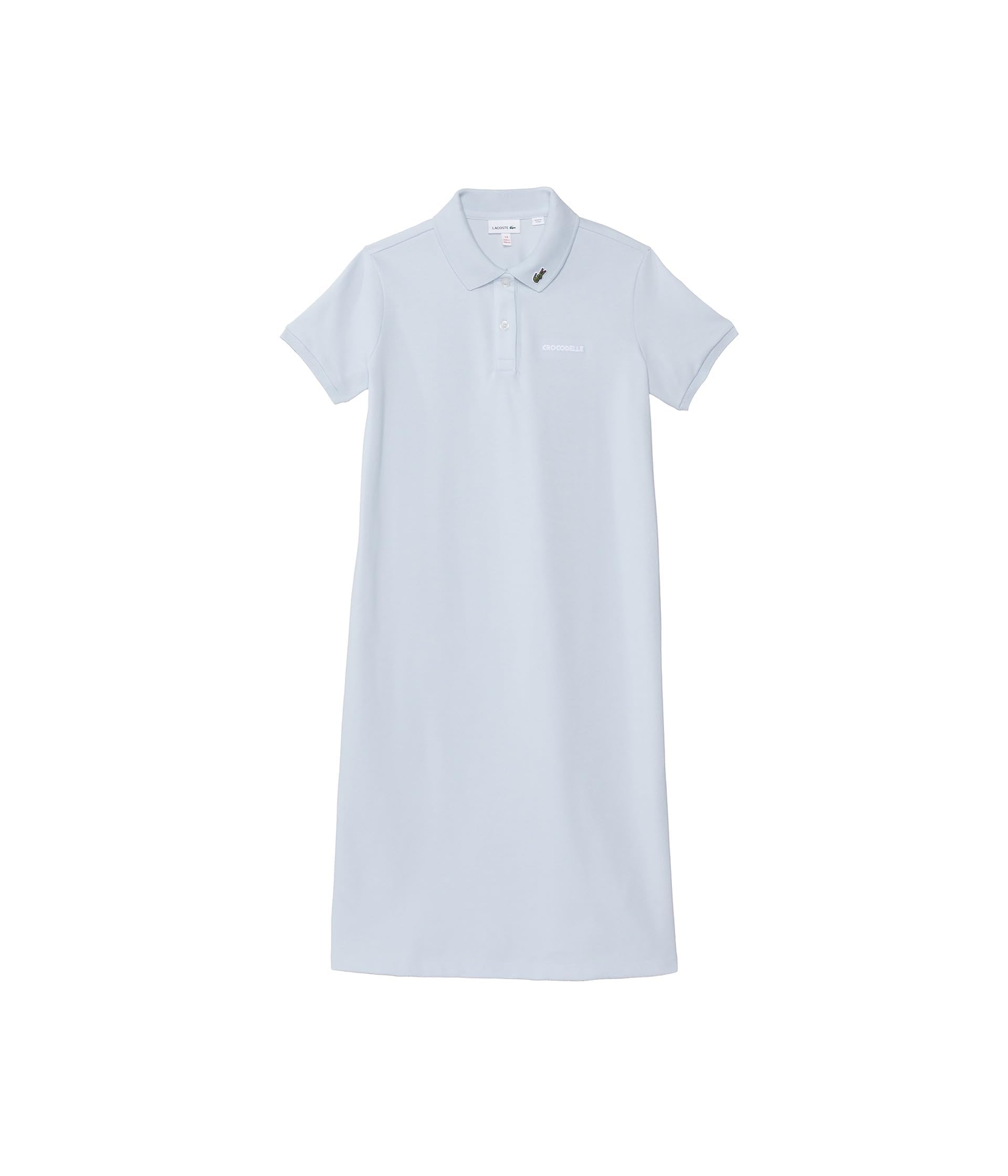 Lacoste Vestido tipo polo de manga corta para niña con texto en inglés "Crocodelle" en el pecho (paquete de 1)