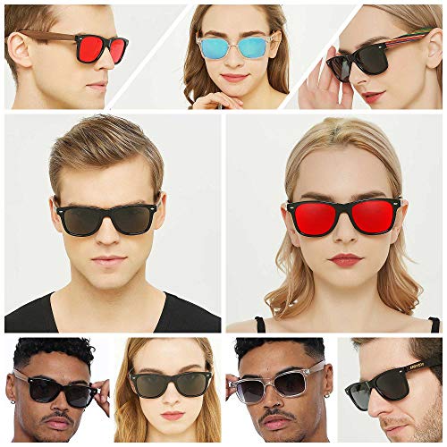 ANDWOOD Wood Sunglasses Polarized for Men Women Uv Protection Wooden Bamboo Frame Mirrored Sun Glasses3