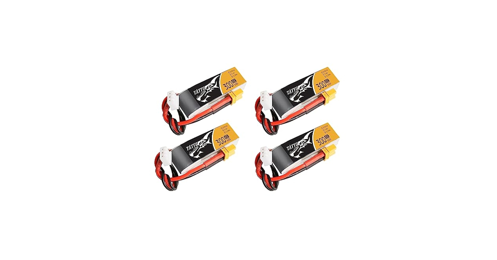 Amazon.com: TATTU 4PCS 7.4V 300mAh 2S 45C LiPo Battery Pack