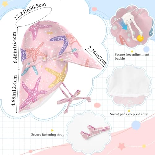 Infant Toddler & Kids Beach Hat Toddler Boy Water Hats Toddler Girl UPF 50 Adjustable Beach Essentials Cartoon Starfish Pink4