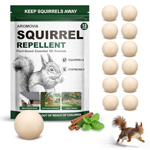 Squirrel Repellent Outdoor Powerful Peppermint Oil Squirrel Repellent Balls, 12-Pack Chipmunk...