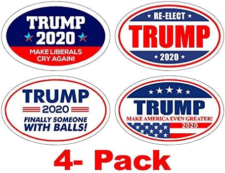 4 Pack *Oval Car Magnet* Pro Donald Trump 2020 Make America Great Variety Pack