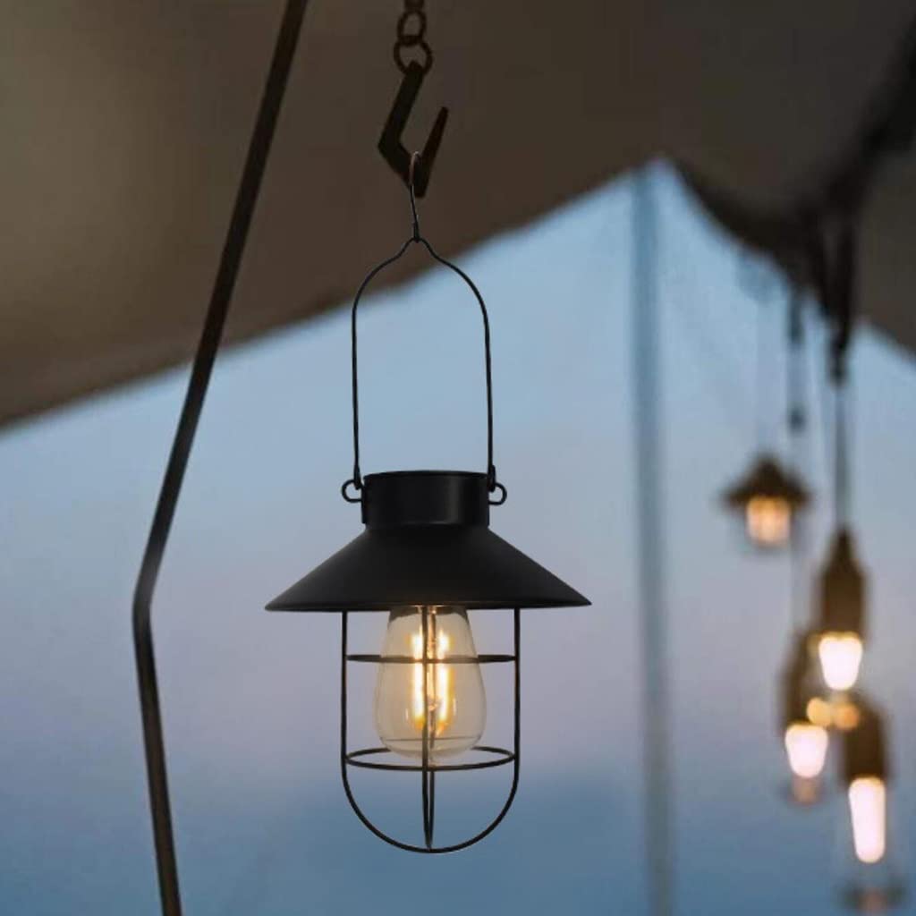 Lampa kempingowa do oświetlenia namiotu, Lampa konna w stylu retro, długa żywotność baterii, odpowiednia do oświetlenia kempingowego(Black,22 * 29cm)