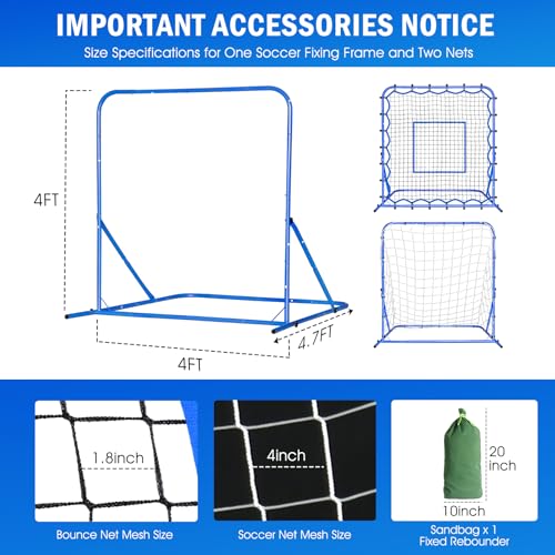 Image of Soccer Baseball Rebounder Net, Quick-Switch Angle Soccer Pitchback Volleyball Training for Control, Passing Practice, Easy Setup Soccer Goal Rebounder Gifts Aids & Equipment for Kids,Teens & Adults