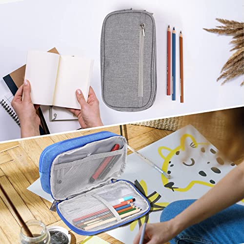 Image of Pencil Case Large Capacity Pen Bag Big Stationery Storage Kit for Office Travel Cosmetic Pouch Arts and Crafts Supplies Organizer Multiple Compartments Water Resistant (Green)