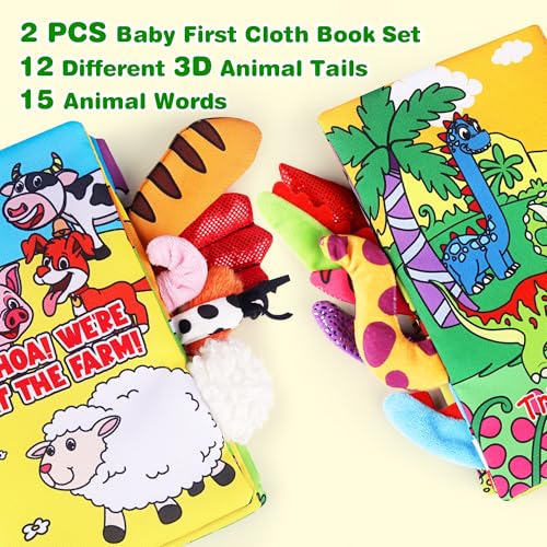 Helsort Soft Baby Books for 0-18 Months, 2PCS Crinkle Cloth Books, Tummy Time Toys for Infants 0-6-12-18 Months, Sensory Books for Babies, Ideal Christmas (A) - Image 3