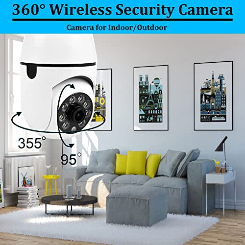 Light Bulb Camera,360° Light Bulb Security Camera,2.4Ghz Smart Wireless Wifi 1080P Hd Security Camera For Indoor- Outdoor With Motion Detection And Alarm Night Vision #TOP2