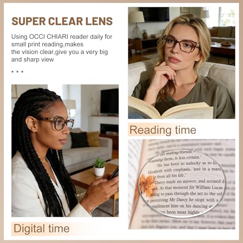 Image of OCCI CHIARI Reading Glasses Women's Reader Clear Frame (0 1.0 1.5 2.0 2.5 3.0 3.5), A-brown, L