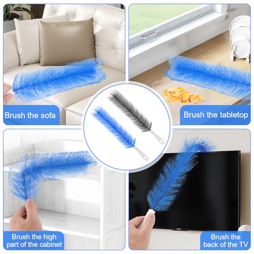 Image of Yuanchu 2 Pcs Fan Cleaner Brushes, Bendable Fan Cleaning Brush Cobweb Duster Set Microfiber Head Washable Brush for Ceiling Fan Air Vents Curtains Cars Box Fan(Blue)