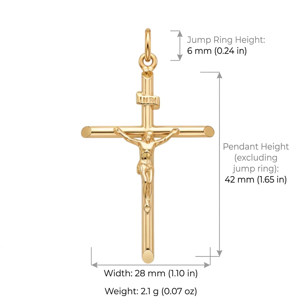 Alexander Castle Groß Solide 9ct 375 Gold Kruzifix Halskette Anhänger für Frauen & Männer - 42mm x 28mm - Kreuz Charme mit Schmuck Geschenk-Box - NUR ANHÄNGERSCHMUCK