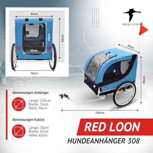 Hundeanhänger für Fahrrad - Fahrradanhänger für Hunde - Radanhänger - Hundefahrradanhänger e-Bike - blau bis 40kg