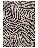 Mazovia Teppich Beige Tierisch - Terrasse - Kurzflor Rechteckig Oeko-TEX® Zertifikat Stilvoller - Schwarz Creme - 140 x 200 cm