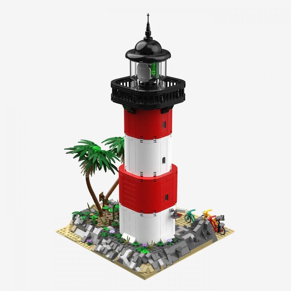 BlueBrixx Die DREI ??? Kids Das Geheimnis im Leuchtturm, 1393 Teile | Drei Minifiguren, versteckte Fächer, drehbares Leuchtfeuer, abnehmbare Ebenen, 273 x 257 x 441 mm, ab 10 Jahren, 108899