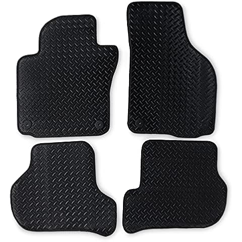 Safe Travel VW Golf MK6 (2008-2013) Heavy Duty Rubber Car Mats with Clips 3mm Thick Black with Black Trim - 4 Piece Set Cover