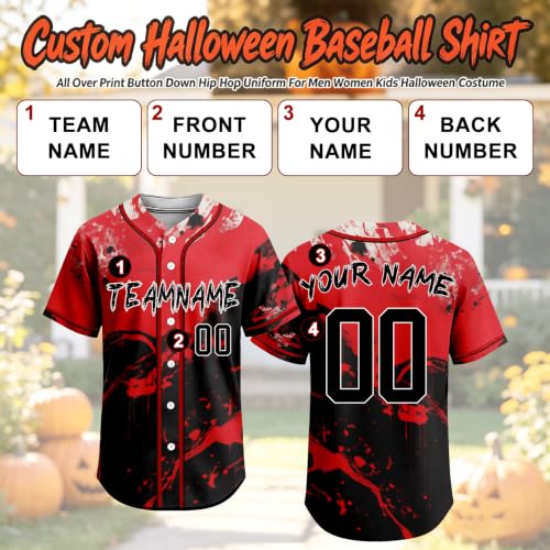 Custom Halloween Baseball Jersey Shirt, Zombie Baseball Player Jersey for Men Women Family Costumes miniatura 4