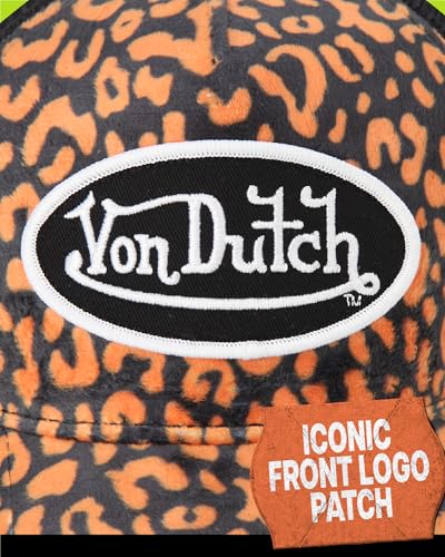 Image of Von Dutch Unisex Trucker Hat - Velvet Curved Bill Mesh Back Retro Classic Adjustable Snapback Baseball Cap for Men and Women