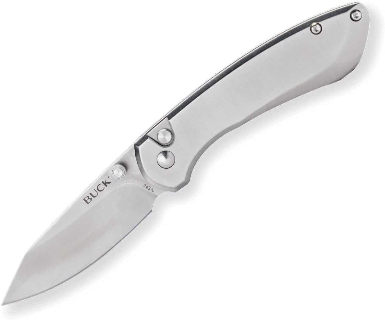 Buck Knives 743 Mini Sovereign Folding EDC Knife, 2-5/8” Pocket Knife Blade, Stainless Steel Handle, 7Cr17MoV Steel Modified Clip Point Folding Blade, Stainless Steel, 3.15 oz