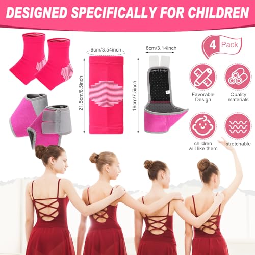 Image of Tarpop 2 Pairs Kids Ankle Brace Set Foot Support Stabilizer Wraps Protector Guard Knitted Ankle Sleeve Sock Support Compression Socks for Injury Prevention(Pink,Large)