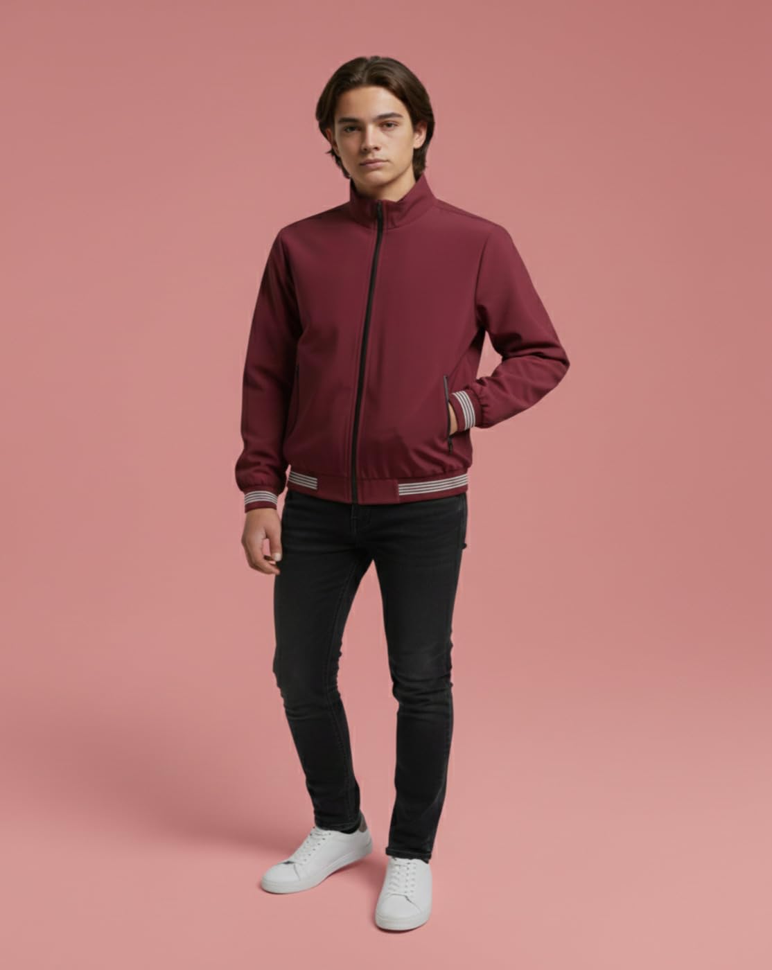 PERFECT PRODUCTIONS Boys Solid Maroon Jacket | Kids Lightweight Zip-Up Jacket | Casual Winter Wear for Boys 2