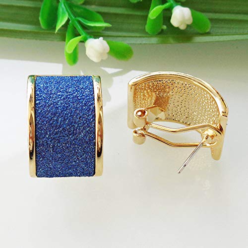 Navachi 18k Gold Plated Square Rainbow Multicolor Glitter Omega Back Earrings3