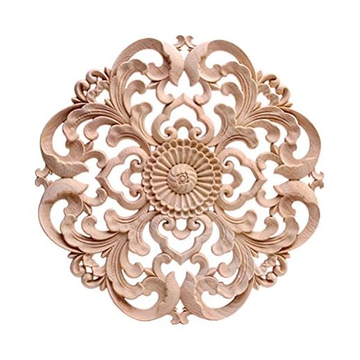 Garneck Apliques de Madera Delicada Etiqueta Tallada Apliques Decorativos Huecos Redondos Artesanía Onlay para Armarios de Pared Armarios de Puertas de Muebles (Tamaño 4)