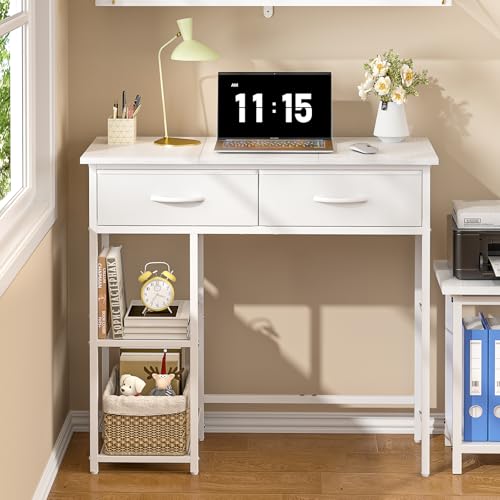 ThreeHio Small Writing Desk with 2 Drawers