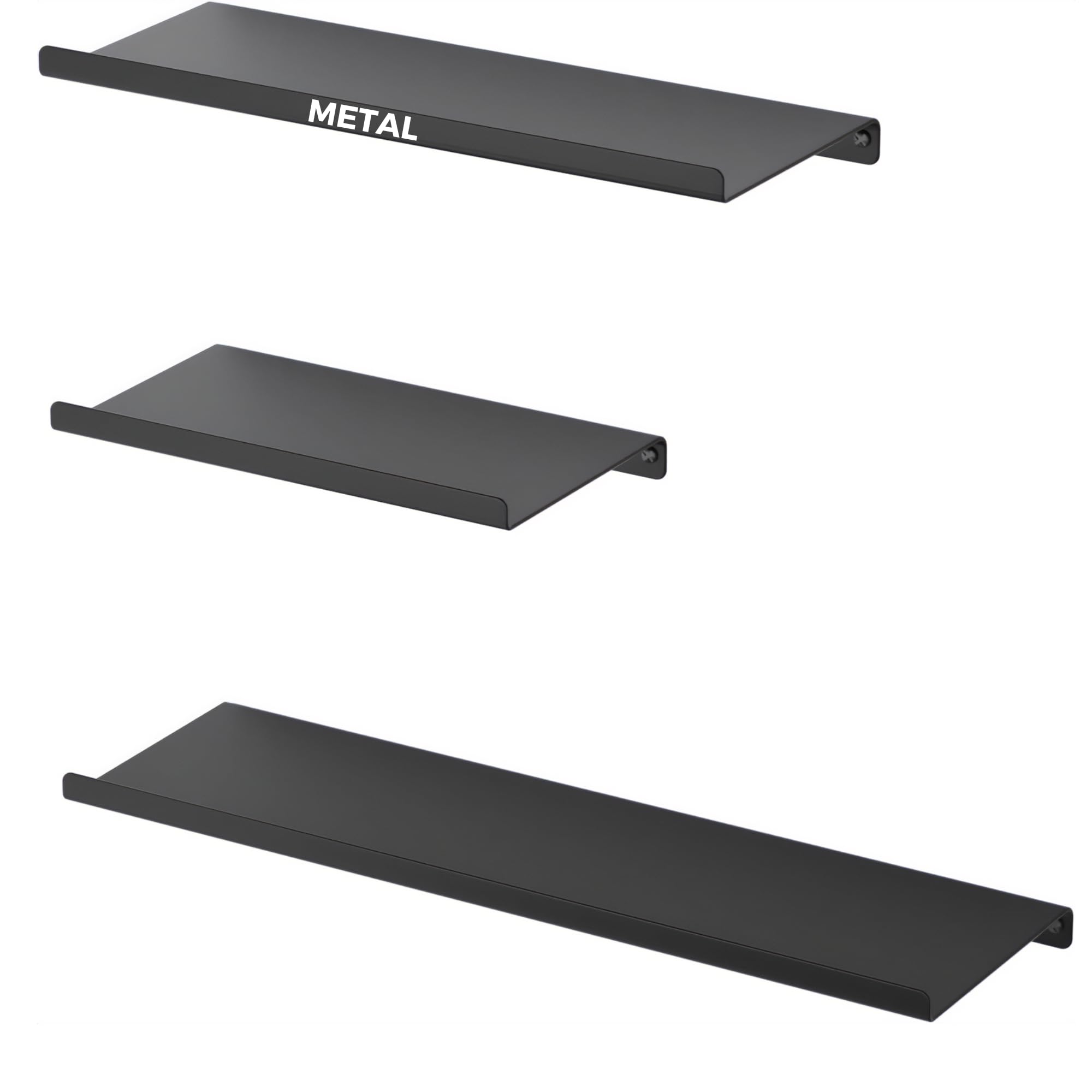 OrganizeMee® Metal Floating Shelf for Wall Set of 3 Floating Metal Shelves (17"+13"+9") | Modern Nordic Design | Wall Storage for Living Room, Bedroom, Kitchen orgnizer (Black Set of 3) (B0BXYVS9ZS) Amazon Price History, Amazon Price Tracker