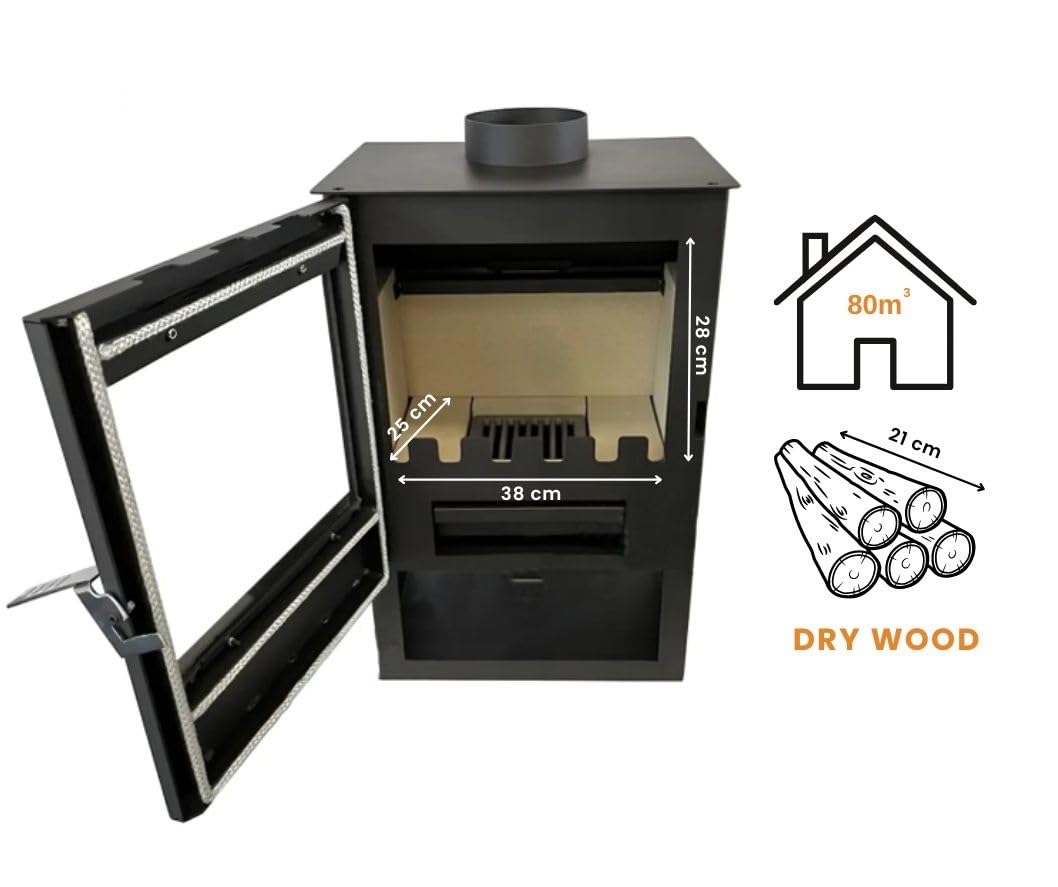 Holzofen VERSO 3 – 5 kW Kaminofen freistehend mit Sichtfenster, EEK A+, BImSchV Stufe 2, EcoDesign 2022, Moderner Holz Kamin Ofen