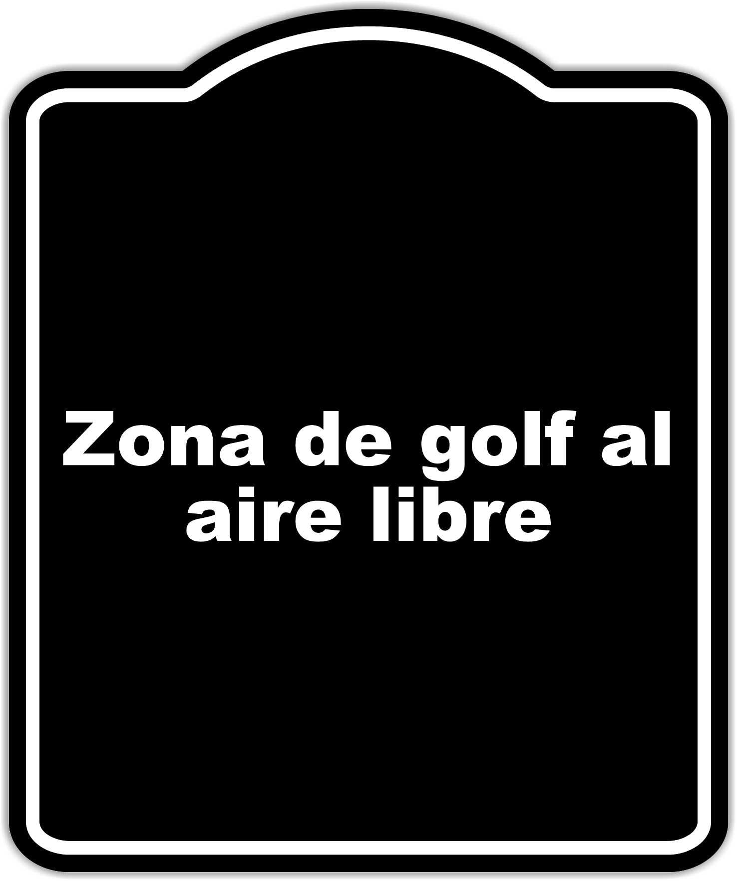 Zona de golf al aire libre BLACK Aluminum Composite Sign 20 x 24 inches