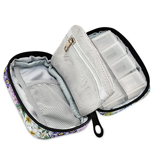 Pill Case Floral Birds Butterfly Peony 7 Day Pill Organizer Travel Pill Case Portable Weekly Pill Box Bag Container Vitamin Supplement Holder With Zipper For Family Business #TOP1