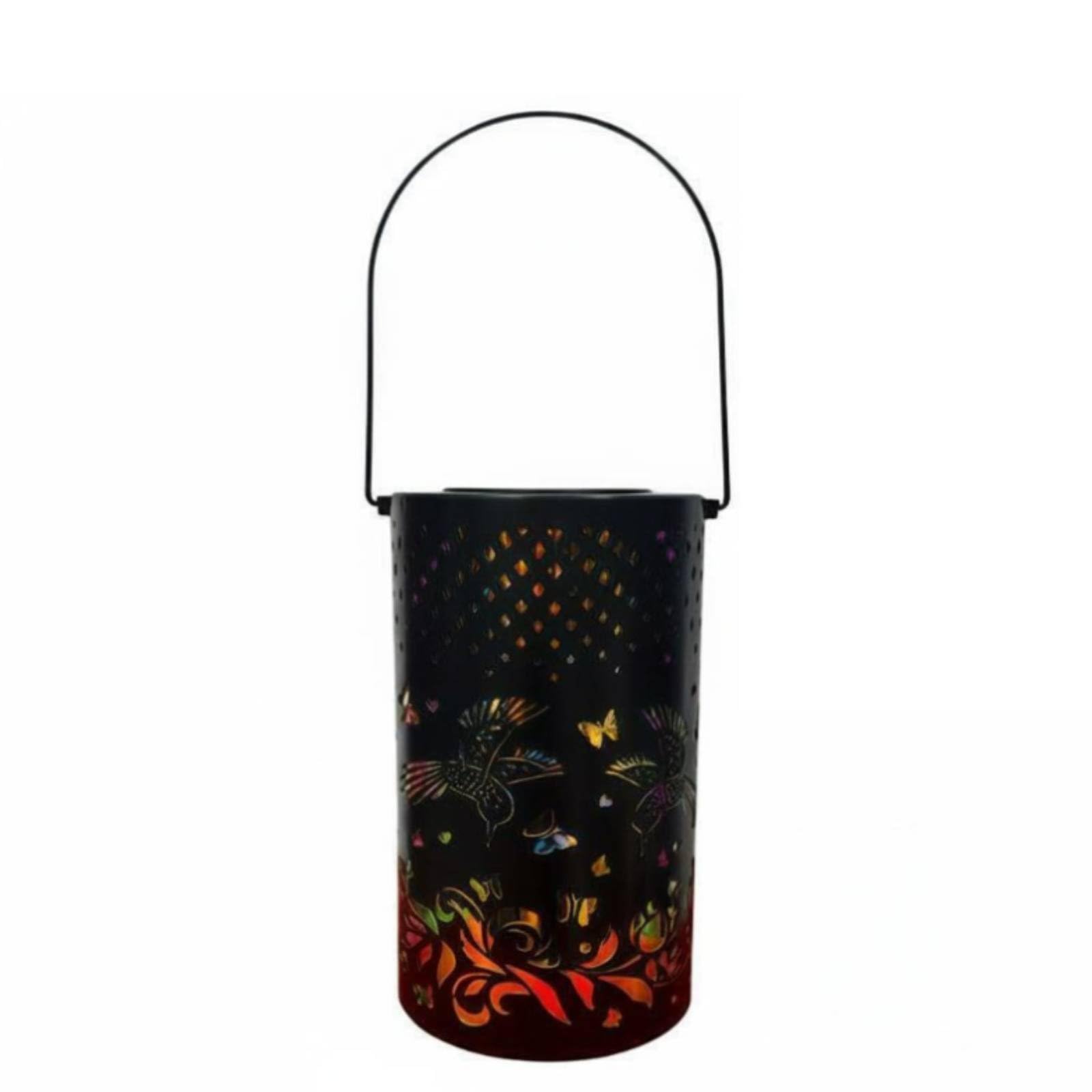 Waterproof Hollow Metal Projection Lantern Wrought Iron Solar Powered Pattern Light Decorative Hanging Garden Light for Patio, Yard, Pathway, Hummingbird | Home & Garden-image-37