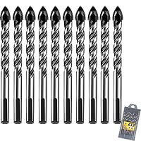 10 pezzi Punte da Trapano Set, 6mm professionali per gres porcellanato in ceramica, calcestruzzo, muro di mattoni, vetro, specchi, muratura in plastica e legno