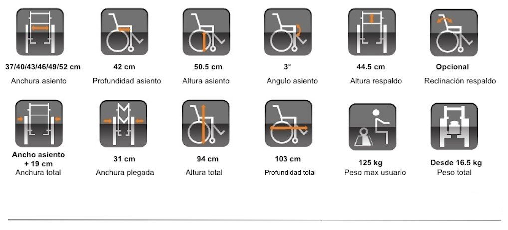 Silla de ruedas manual en acero plegable Breezy 250 asiento 46 cm