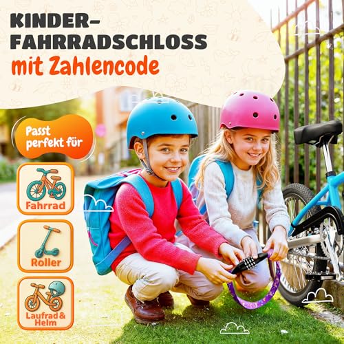 Fahrradschloss Kinder mit Zahlencode – Einhorn – leicht und sicher – Kinder Fahrradschloss Zahlenschloss – 65 cm – Zahlenschloss Fahrrad… – Ansicht 2