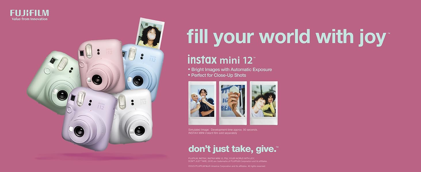 Fujifilm Instax Mini 12 Camera with Fujifilm Instant Mini Film and PixiBytes Microfiber Cleaning Cloth... (Pastel Blue, Camera + 2 Twin Pack)