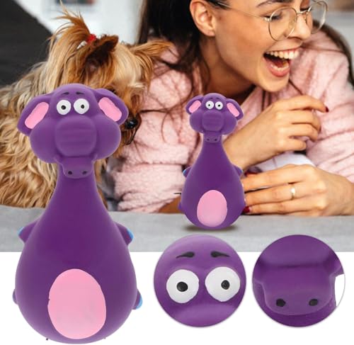 Image of PetVogue Rubber Squeaky Chew Toy for Small Dogs and Cats, 12cmL Purple Elephant Kitten and Puppy chew Toy