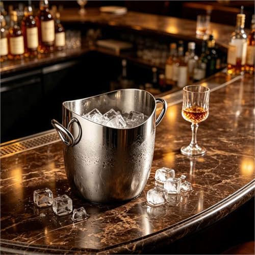 Cubitera de acero inoxidable portátil con asas para evitar que las bebidas se calienten 5