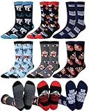 Jamntower 6 Pairs Novelty Sports Gifts for Men Cotton Crew Socks Birthday Gift for Wrestling Swim Fencing Boxing Dive Lover(Wrestling)